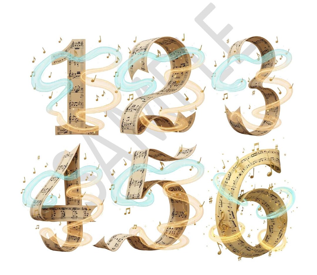 Musical Numbers Digital PNG File for Crafts Scrapbooking Sublimation ...