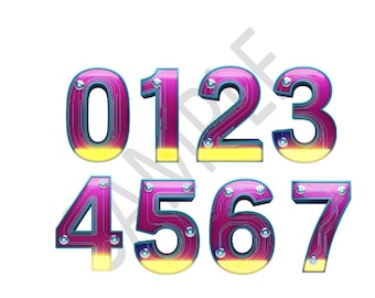 Fuente 3D Cyberpunk 10 PNG / Números neón futuristas / Logotipo de tecnología de ciencia ficción SVG / Letras distópicas para videojuegos, descarga digital para Cricut, estilo retro