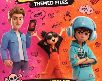 20 pegatinas digitales anti-San Valentín, paquete PNG de animales sarcásticos, gráficos atrevidos para San Valentín, diseños de sublimación, imágenes prediseñadas para uso comercial