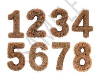 Conjunto de 10 imágenes PNG de números de lápiz, manualidades con números de boceto, archivo digital para aulas escolares para profesores, estudiantes, proyectos de bricolaje y materiales para manualidades.