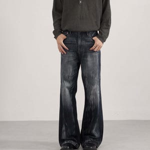 Washed Denim Jeans | Straight Wide Leg Pants | Daily Wear | Retro Y2K Streetwear

Washed denim jeans with straight wide leg design featuring relaxed fit silhouette and faded texture, styled as casual pants for daily wear and streetwear outfits with vintage inspired look and comfortable movement