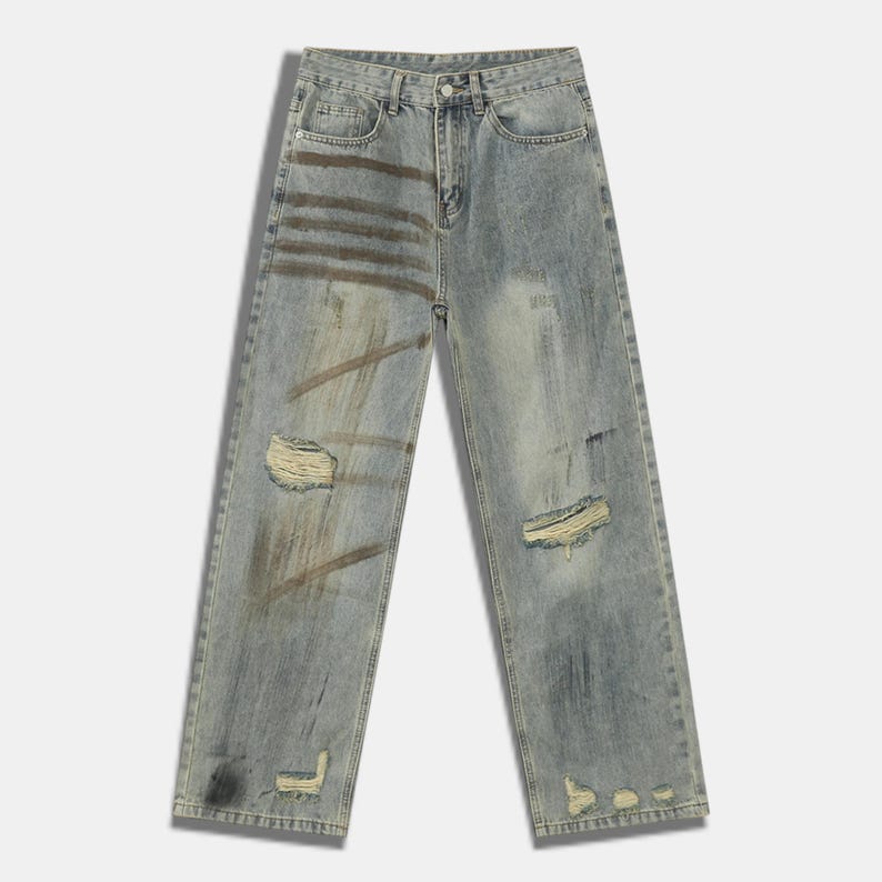 Denim Outfit Set | Ripped Jacket Baggy Pants | Daily Wear | Y2K Streetwear Style

Denim outfit set with ripped jacket and baggy pants in Y2K streetwear style.