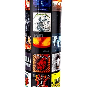 Metallica 20oz Skinny Tumbler Heavy Metal Rock Band Cup Album Art Collage Gift for Him Dad Music Fan Travel Mug Thrash Metal Concert Gear