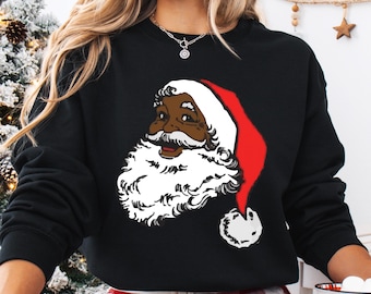 Black Santa Claus Sweatshirt, Black Santa Claus Tee, African American Christmas Hoodie, African American Santa Shirt, Christmas Sweatshirt