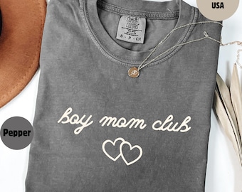 Boy Mom Club Comfort Colors® Sweatshirt, Coquette Mom Crewneck, Boy Mama Sweater, Mother's day Gift, New Mom Pregnancy Announcement