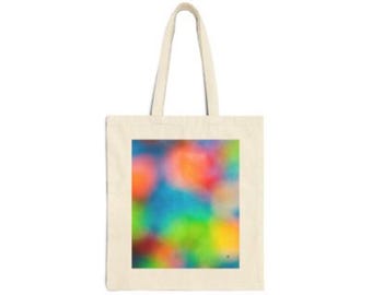 Sacola de compras de lona colorida com estampa abstrata de arco-íris