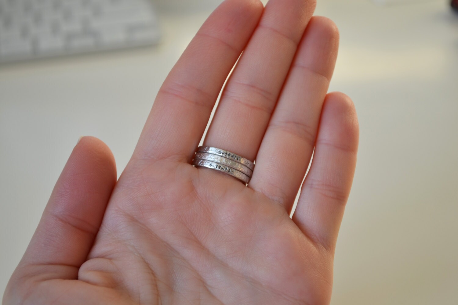 Personalized Hand Stamped Name Rings, Baby Name Rings With Birthdate ...
