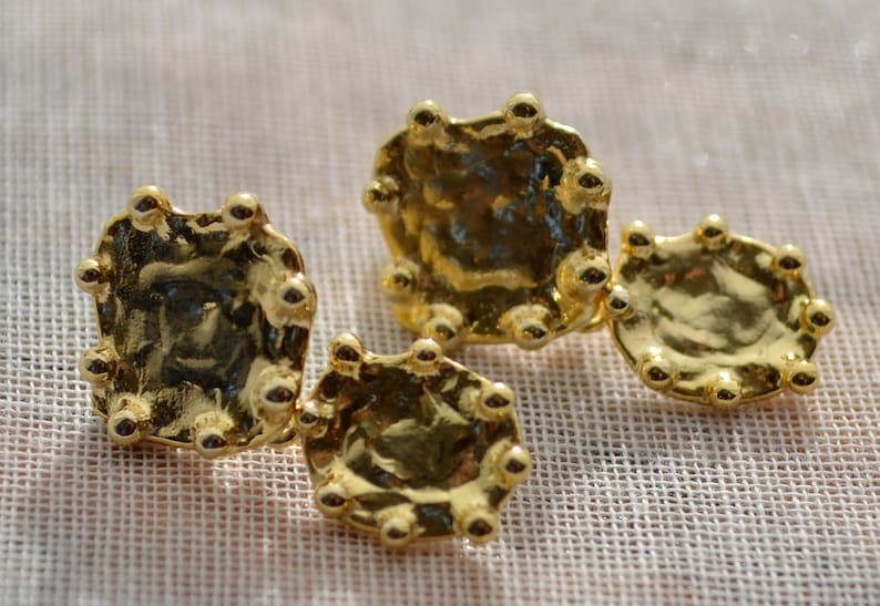 vermeil cushion studs Gold Post Wedding Dangle Earrings light weight abstract earrings