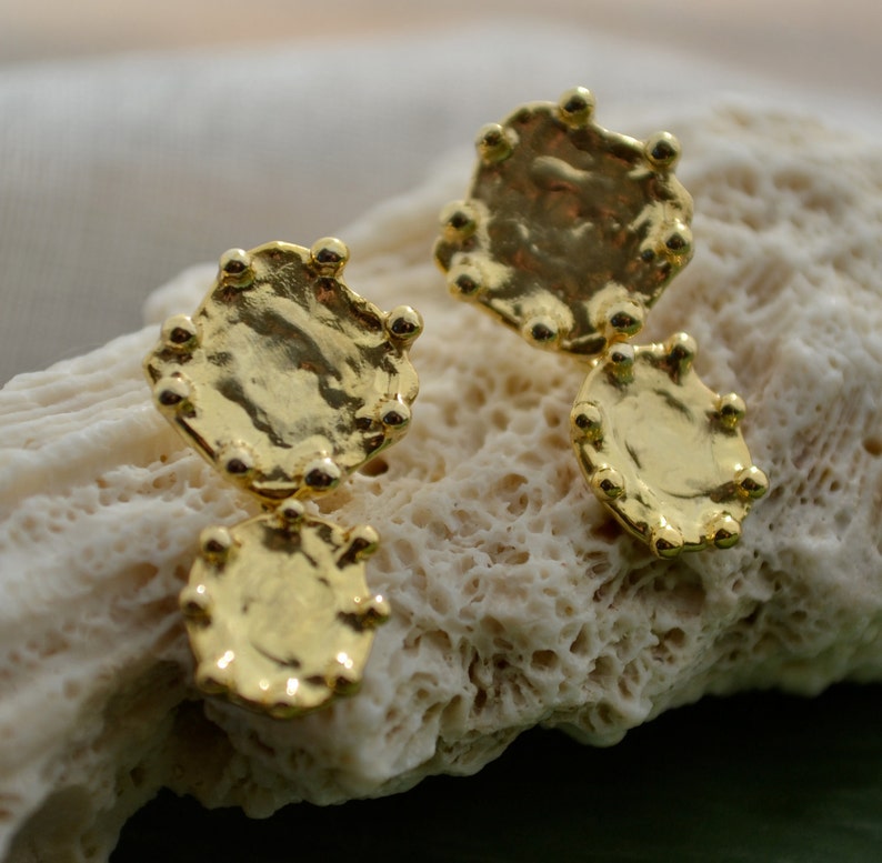 vermeil cushion studs Gold Post Wedding Dangle Earrings light weight abstract earrings