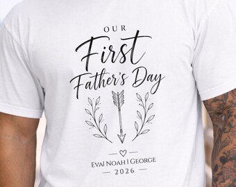 First Father’s Day Comfort Colors Shirt, Personalized Dad T-Shirt, Custom Fathers Day Tee, Minimalist Fatherhood Shirt, First Time Dad Gift