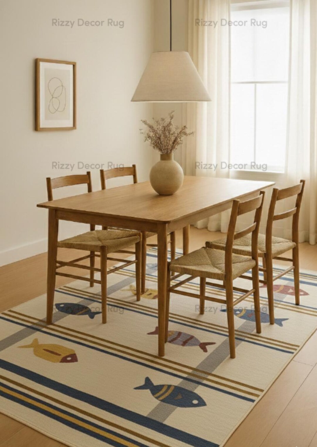 Kilim Fish Rug Handwoven Wool Rug – Swedish Kilim, Fish Design 3X5, 4X6, 5X8, 6X9 ...