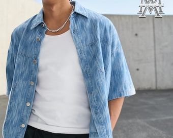Camisa de manga corta / Blusa informal con botones / Ropa de uso diario / Estilo streetwear Y2K