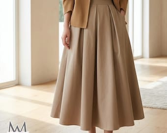 Geplooide midirok | A-lijnontwerp met hoge taille | Dagelijkse kleding | Modieuze minimalistische stijl