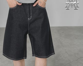 Pantaloncini a gamba larga / Jeans larghi casual / Abbigliamento quotidiano / Streetwear Y2K dalla vestibilità pulita