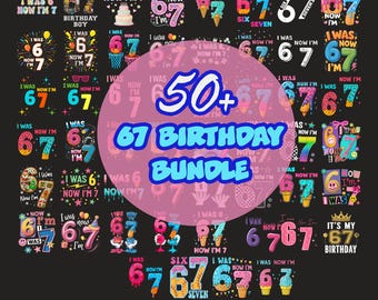 Plus de 50 ans, j'avais 6 ans, maintenant j'ai 7 ans, PNG imprimable, cadeau drôle de 7e anniversaire de naissance pour garçon fille, anniversaire viral de 67 ans, septième anniversaire PNG pour enfants