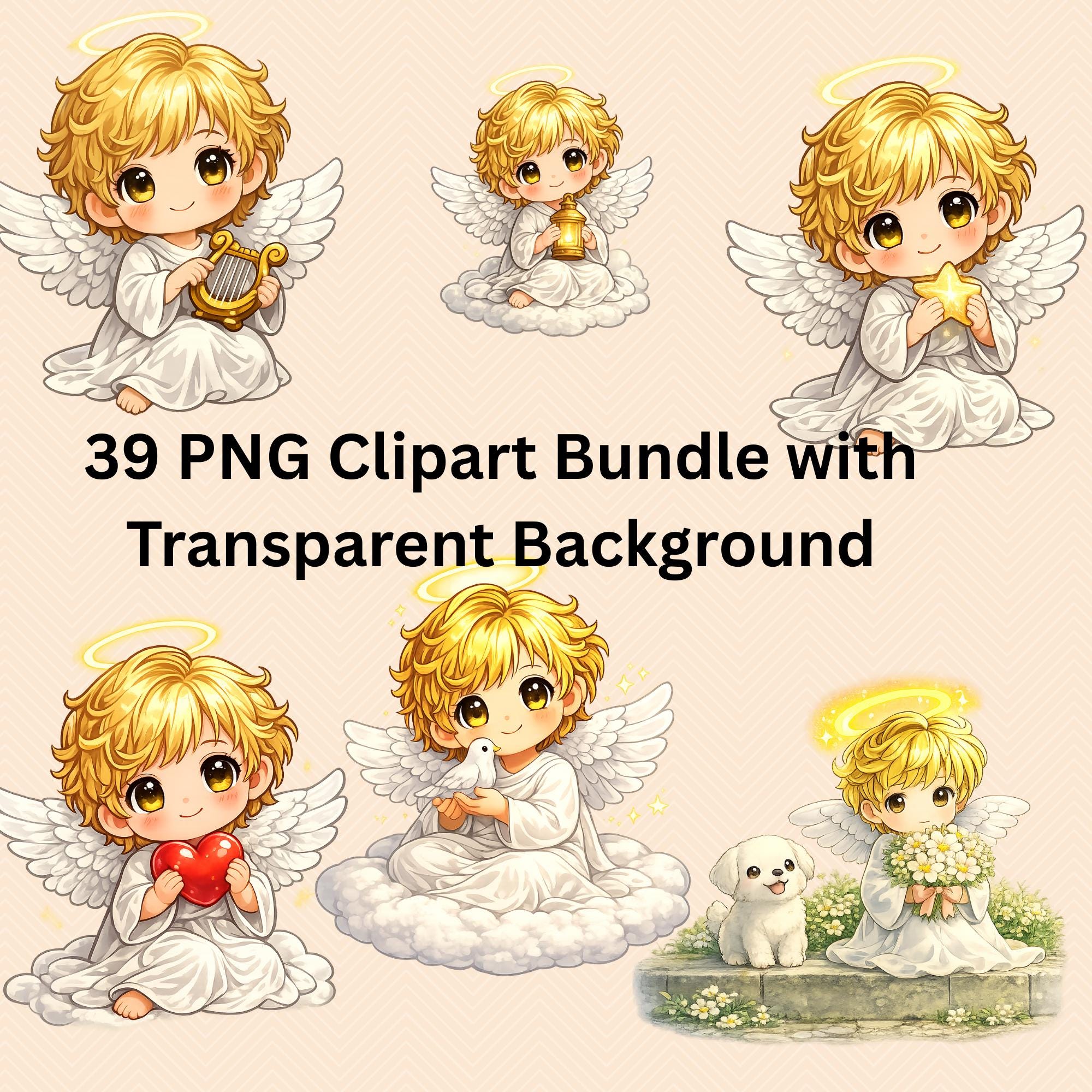 Angel PNG Clipart Bundle, 39 Transparent Background Images, Christian ...