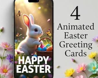 Cartões eletrônicos animados de Feliz Páscoa | Pacote de vídeos MP4 (Download digital)