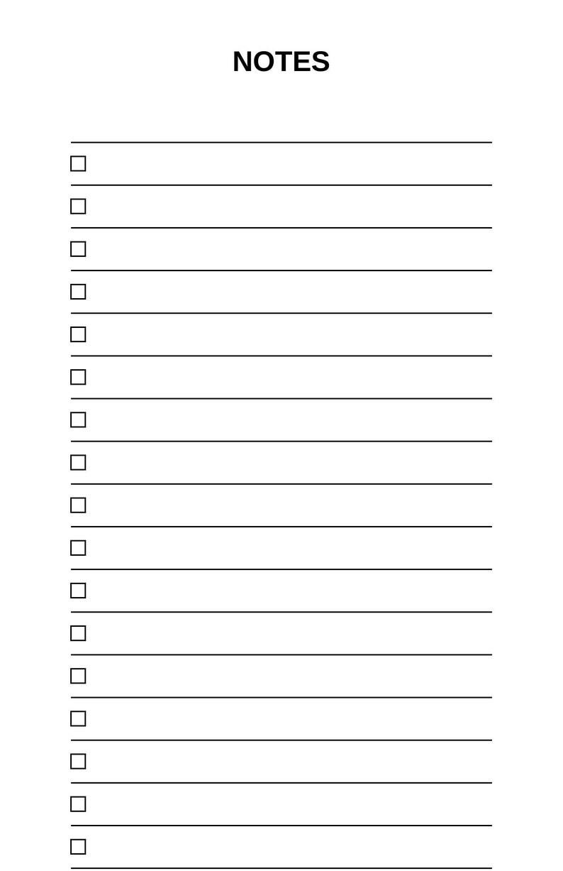 Notepad With Checkboxes Half Letter Printable Pages With Checkboxes : to Do + Notes + Shopping ...