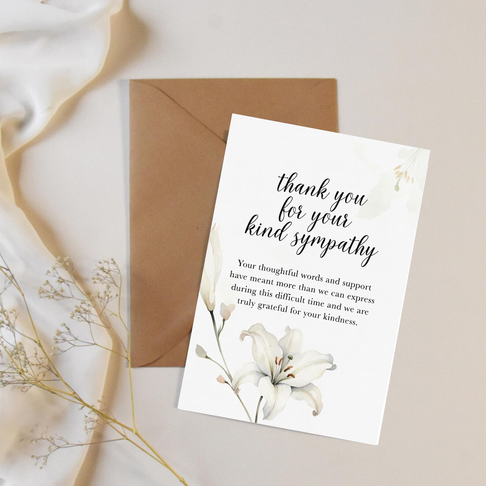 Funeral Memorial Acknowledgement Cards | Thank You for Your Sympathy - Etsy