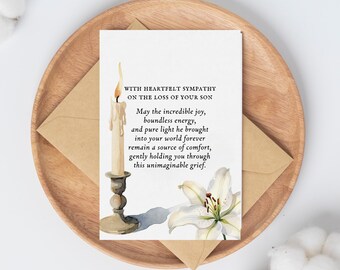 Loss of Son Sympathy Cards Set of 8 - Printable 5x7 PDF Digital Download - Bereavement