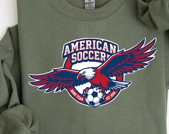 American Soccer Sweatshirt with Eagle Graphic, Home Team EST 2026, Patriotic USA Soccer Hoodie, World Cup Fan Gift Sweater