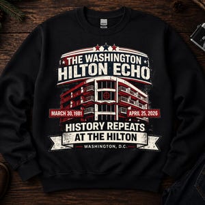 Washington DC Event Sweatshirt, History Repeats at the Hilton Hoodie, Vintage Graphic Pullover, April 26 2026 Retro USA Sweater