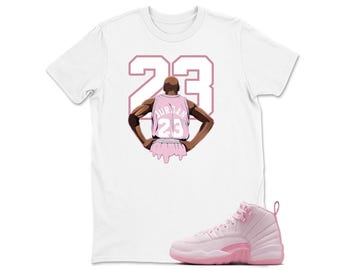 jordan 12 pink and white shirt