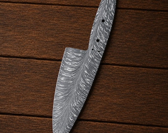 Handmade Feather Pattern  Copper Damascus San Mai Chef Knife Blank | 1095 & 15N20 Steel | Knife Making Supply |Steel Blank Blade