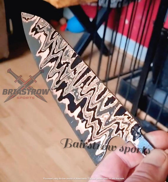 Copper Damascus San Mai Billet Blank 1095 & 15N20 Handmade Knife Making Supply