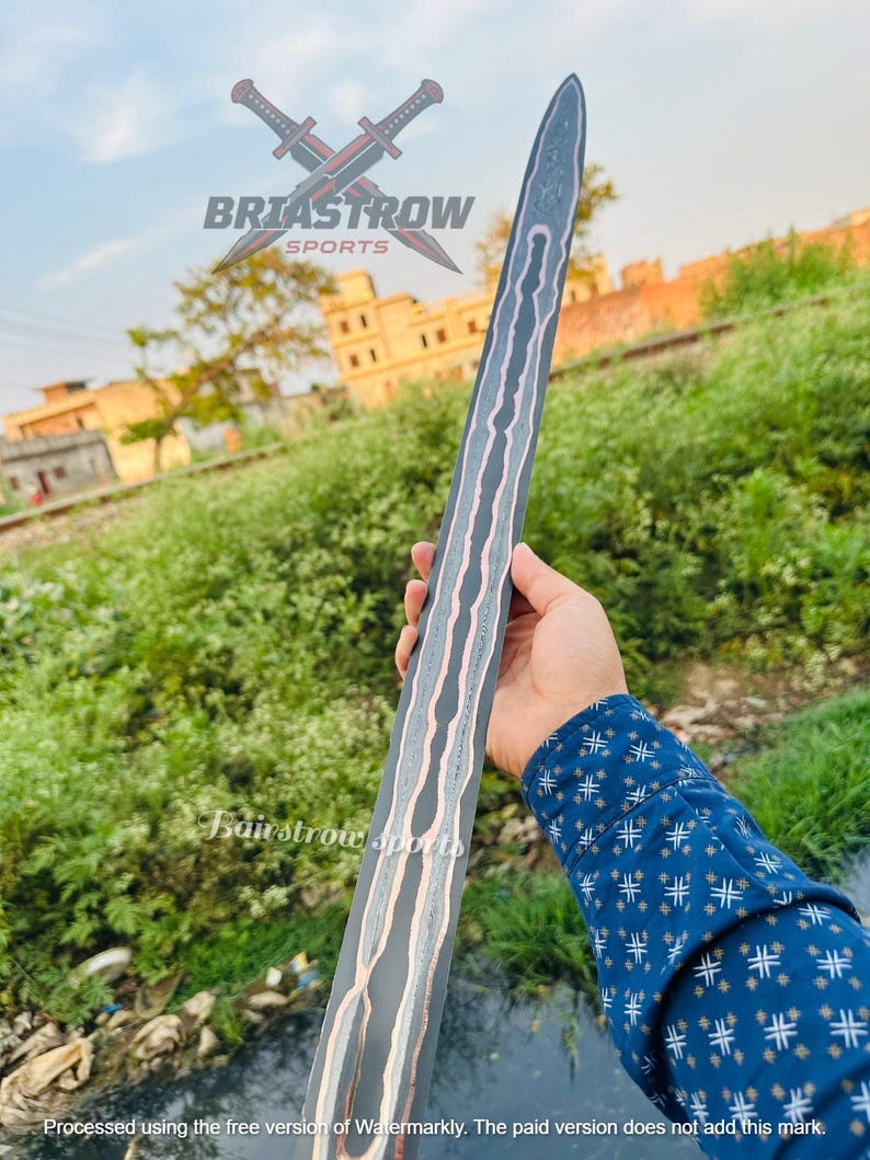 Handmade 28" Copper Damascus Sword Blank Blade – 2" Wide Damascus Steel, Custom Knife Making image 4