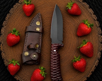 Handmade Powder Coated Chef knife/Leather Sheath/kitchen knife, personalized gift/Gift For Chef