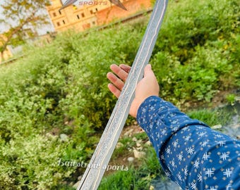 Handmade 28 Inch Copper Damascus Sword Blank Steel Blade for Custom Sword Making