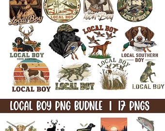 Local Boy PNG-bundel | Jagen, vissen, buitenmens-graphics (17 ontwerpen)