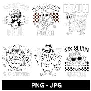 Thanksgiving kalkonmeme PNG JPG, Six Seven kalkondesign (digital nedladdning)