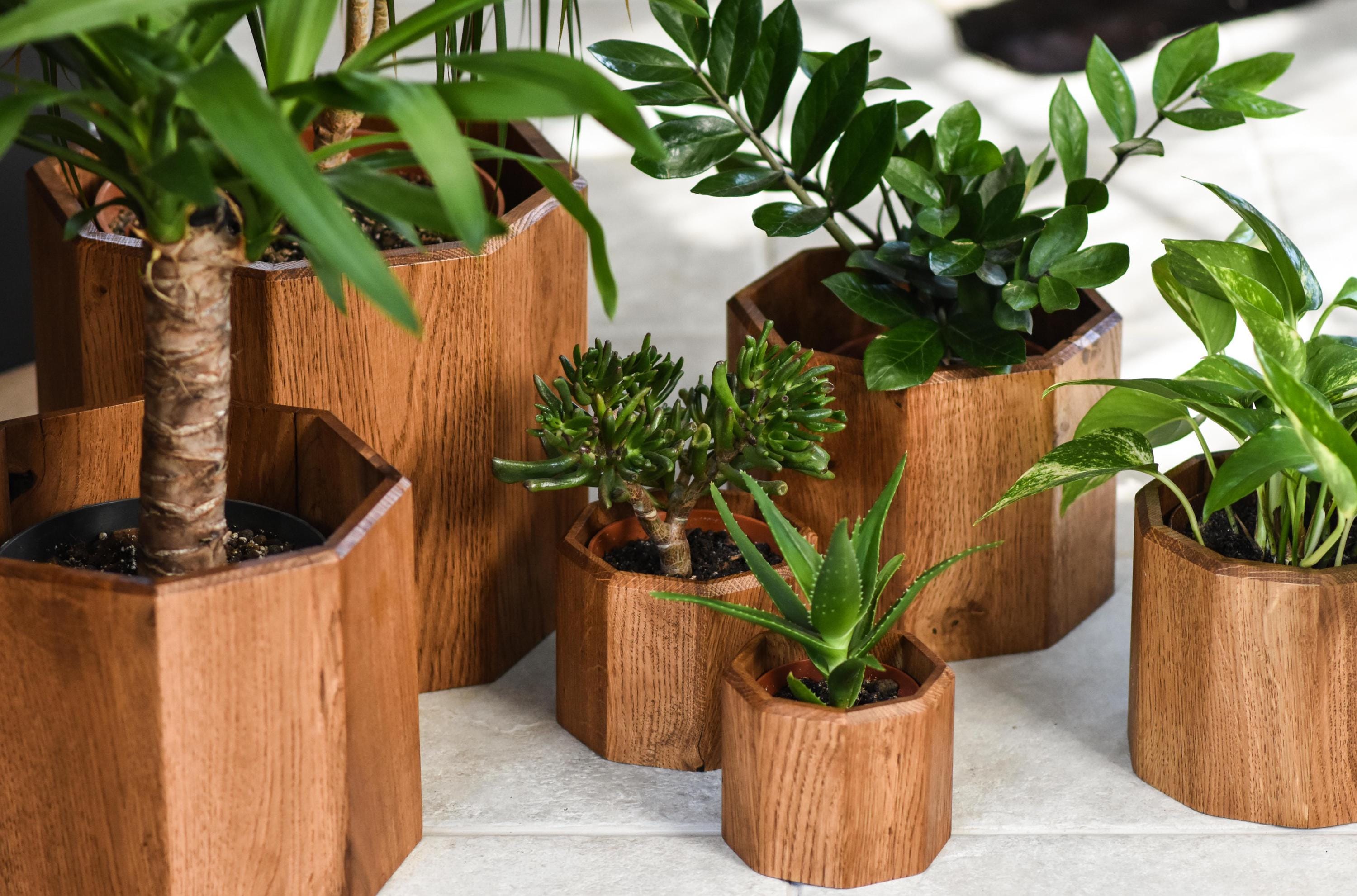 Rustikale holz blumentopf - Etsy.de