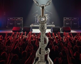 Ateşli Elektro Gitar Gümüş Kaplama Kolye Ucu