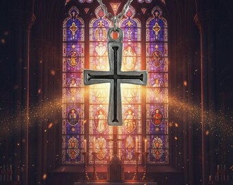 Handcrafted Zamak Cross Pendant: Black Interior