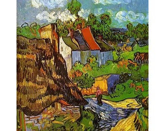 Van Gogh Houses in Auvers Paint By Number Kit | Impressionist Home Oil Canvas Art