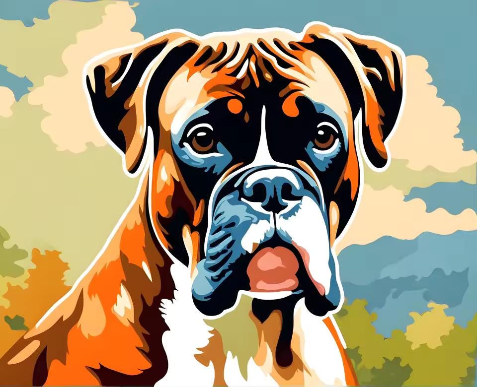 BOXER 油絵アート Paint by Number Boxer - Etsy