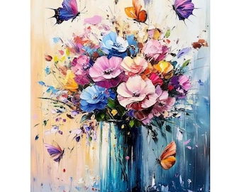 TISHIRON Cactus Dipingere con i numeri, piante per adulti, kit di pittura acrilica, astratta, pittura con i numeri, su tela con pennelli, artigianato 40 x 50 cm (senza cornice