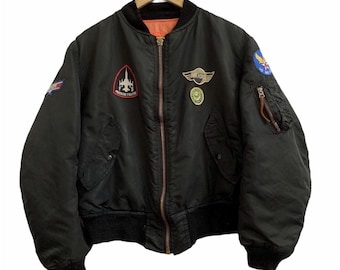 Vintage 70s ALPHA INDUSTRIES Reversible Flight MA-1 Bomber Jacket