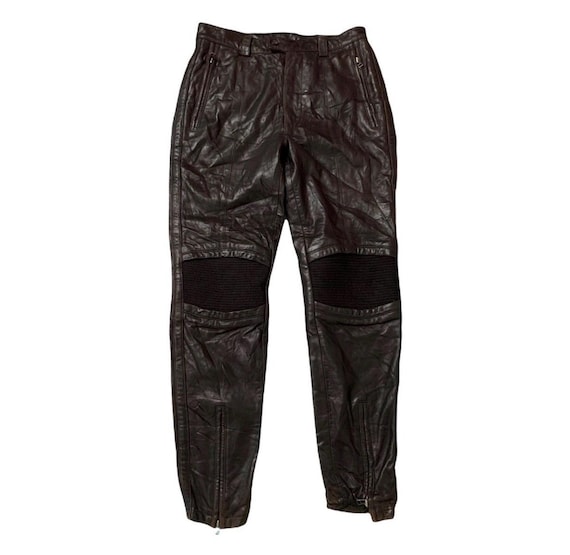 Vintage Issey Miyake Sheep Leather Biker Pants, Ribbed Knee Detail