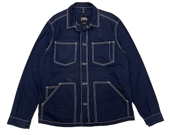 Vintage Zara Mann Multipocket Knopf Jacke Größe Large