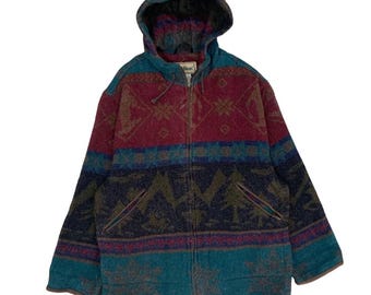 Chaqueta con capucha vintage de lana con estampado tribal de L.L.Bean