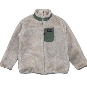 Vintage 90-tals fleecejacka med djup lugg, storlek L