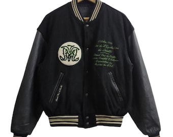 Vintage 90s Peyton Place for Men Ppfm Varsity Jacket Suede Full