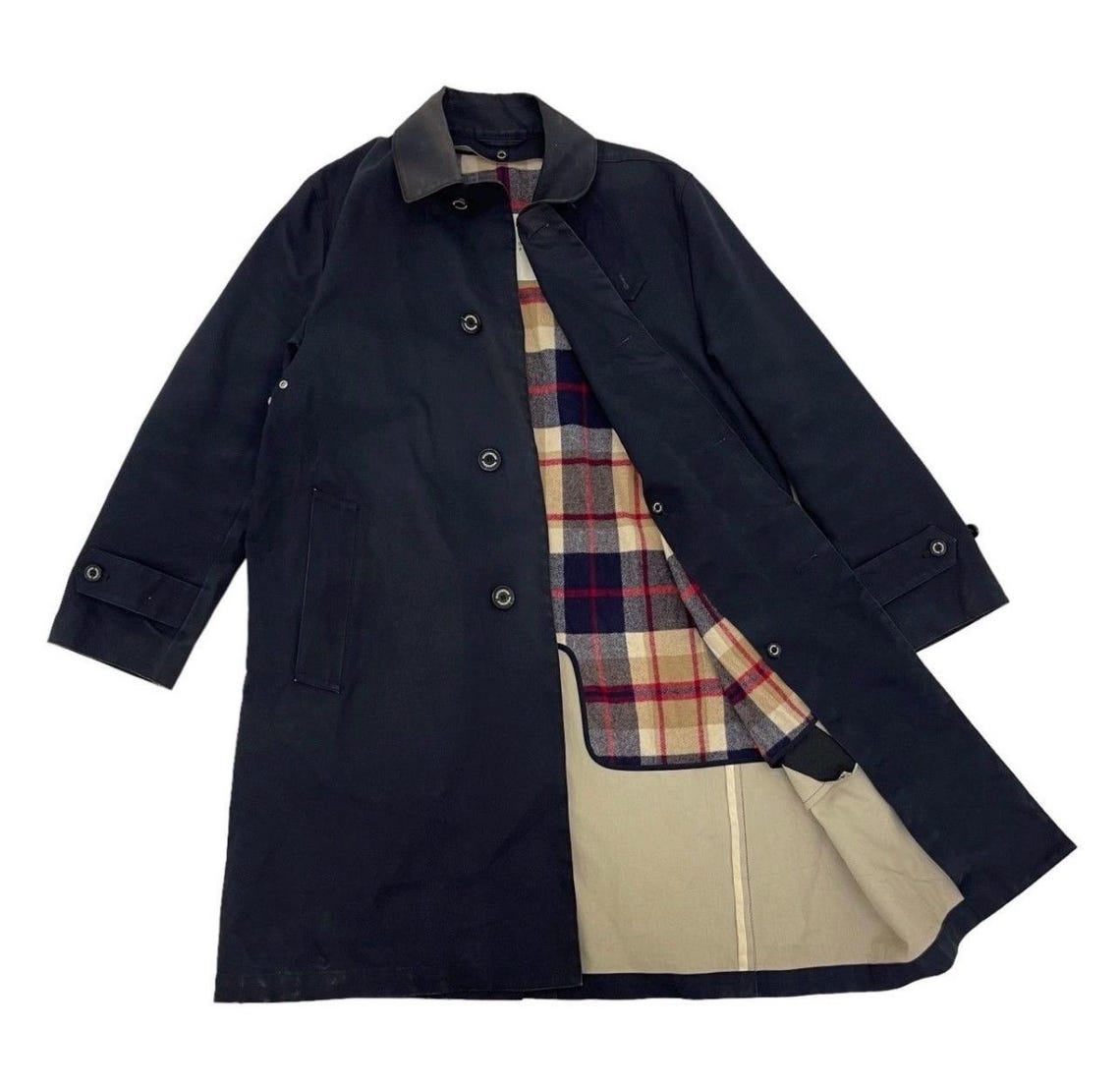 Mackintosh Philosophy Single-Breasted Trench Coat with Detachable Plaid Liner, Foto 1 von 5