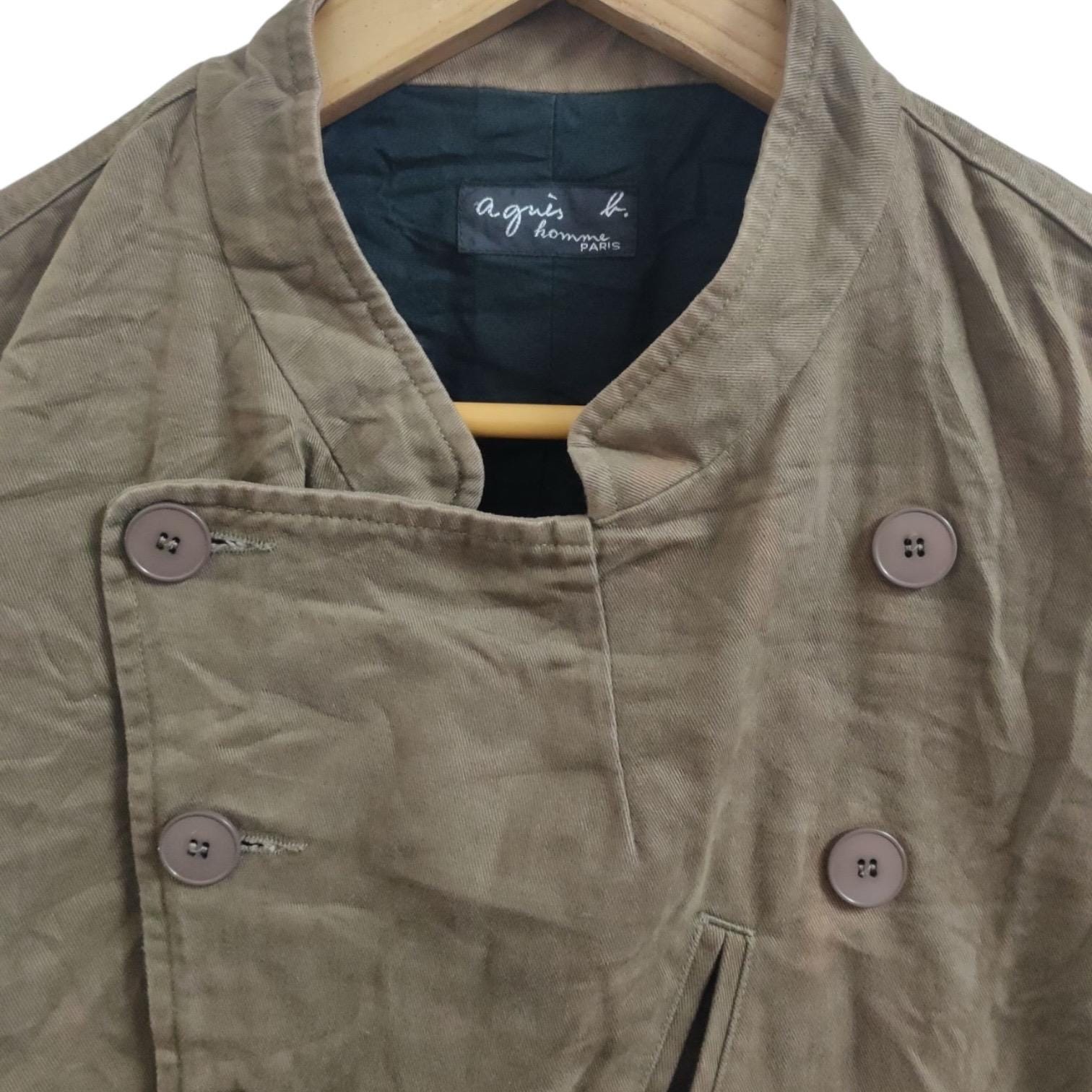 Vintage 90s Agnes B Homme Paris Crop Button Jacket Brown Colour 