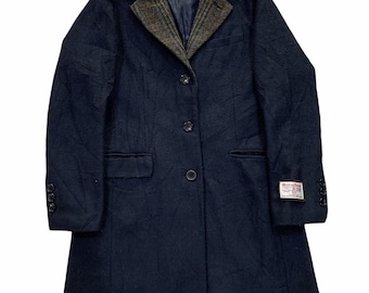 Vintage Harris Tweed x Sevendays Sunday Wool Long Coat Jacket Size Medium