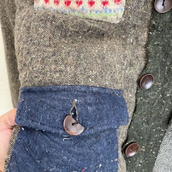Vintage Patchwork Wool Button Jacket Japanese Bra… - image 9